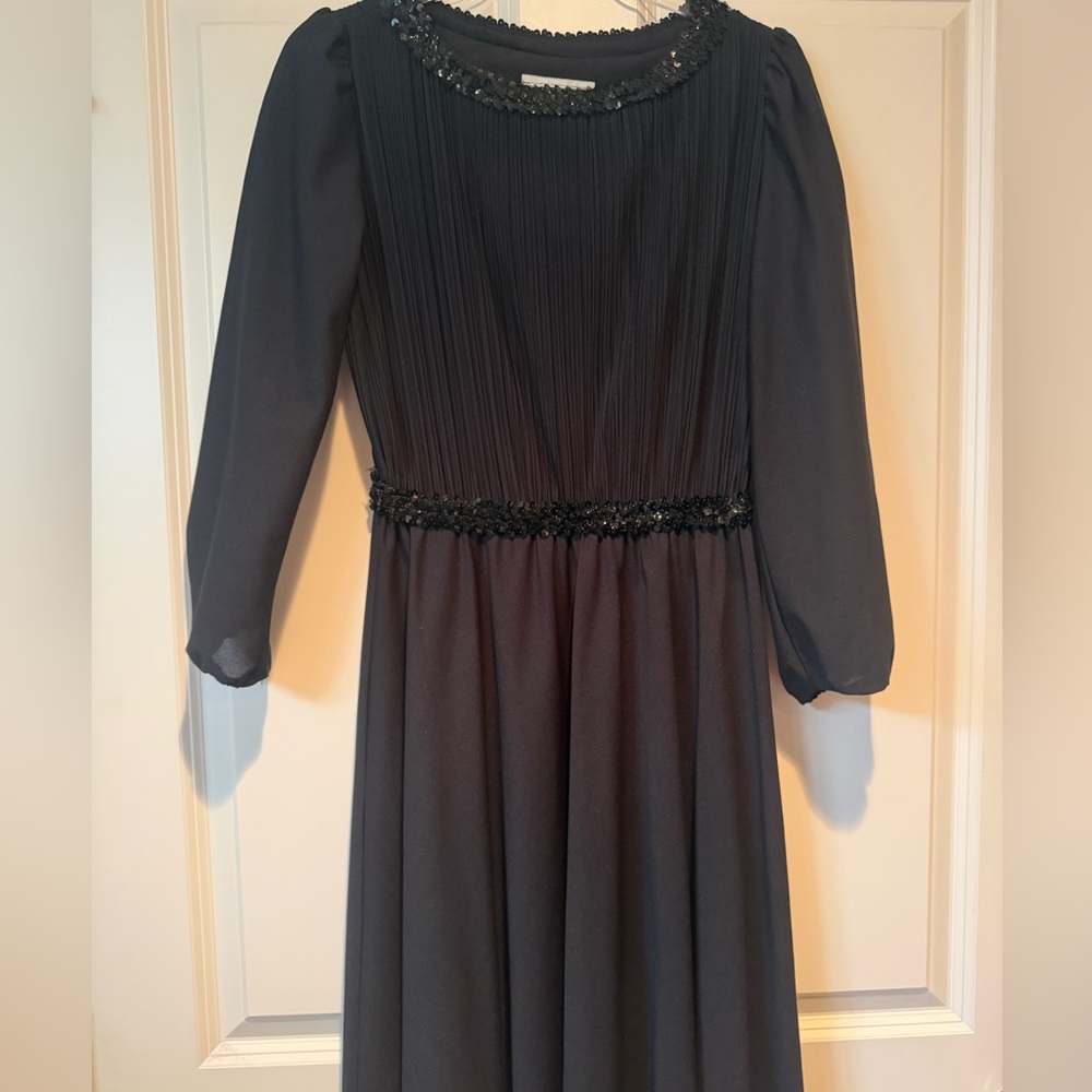 Vintage Black Dress Slip Dress with Sequin Details
